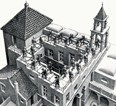 Ausschnitt aus dem Treppenbild von M.C. Escher